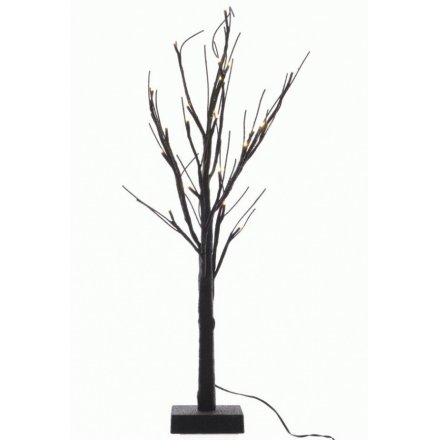 Light Up LED Black Glitter Display Tree , 125cm