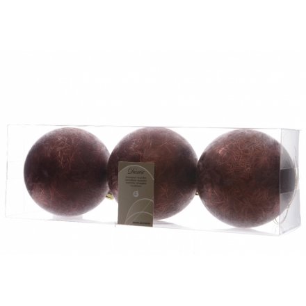 Pack of 3 Red Marble Effect Baubles 8cm