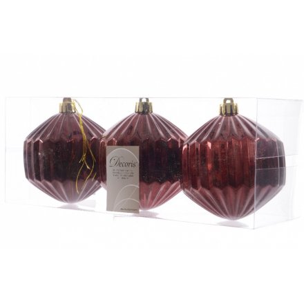 Shatterproof Geometric Baubles Red Box of 3