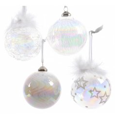 Glass Iridescent Baubles 10cm