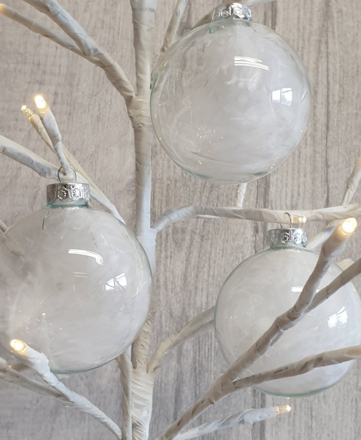 Classic White Feather Baubles Christmas Decorations / Baubles