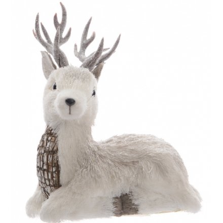 White Glitter Reindeer, 18cm