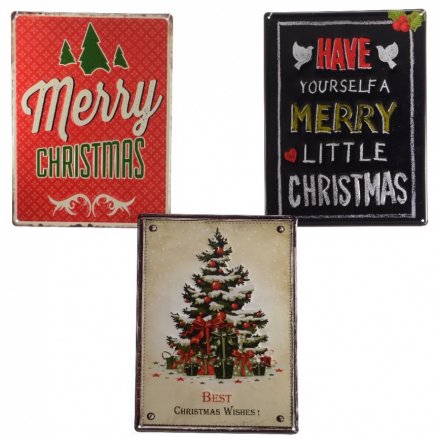 Vintage Metal Christmas Signs, 3a