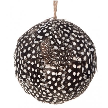 Feather Bauble Black/White 8cm