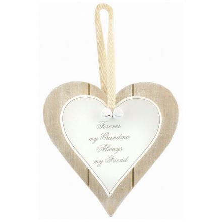 A chic wooden heart plaque with popular Grandma text 