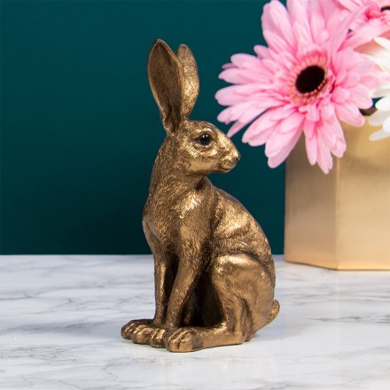 Sitting Hare Ornament, Bronze 15cm