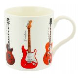 China mug with assorted guitar print