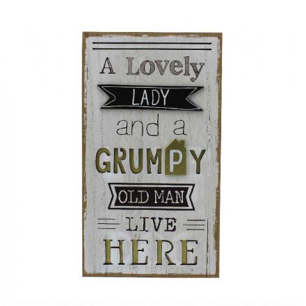 Lovely Lady Grumpy Man 3D Wooden Sign