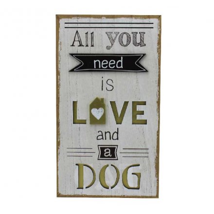 Love And A Dog 3D Wooden Plaque