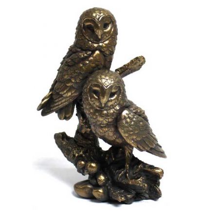 Reflections Bronzed Twin Owls