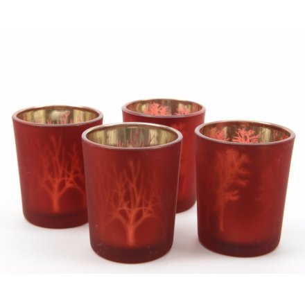 Gold & Red T Light Holders Pack of 2