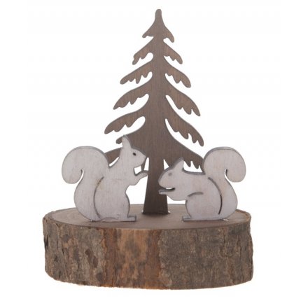 Wooden Squirrel Ornament, 9cm