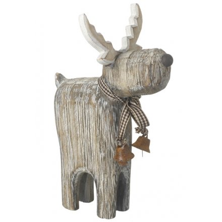 Wooden Reindeer Ornament, 17cm