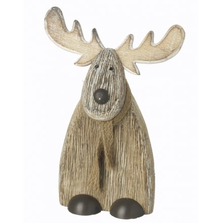 Wooden Deer Decoration, 16.5cm