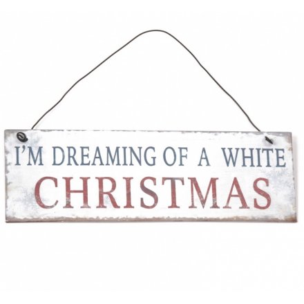 White Metal Christmas Sign 