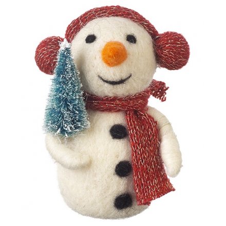 Wool Winter Snowman Ornament 11cm