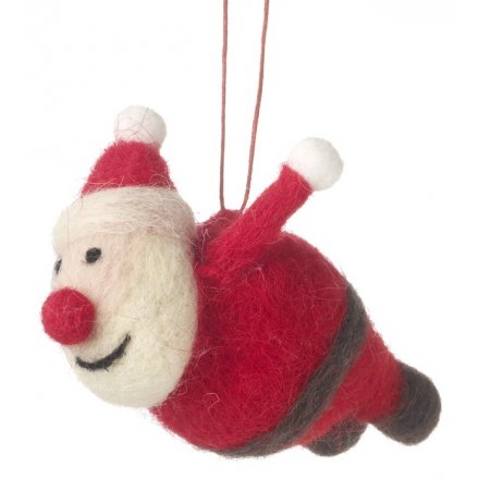 Wool Hanging Santa Decoration 12cm