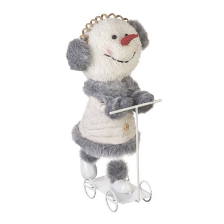 Fabric Snowman Decoration W/Scooter