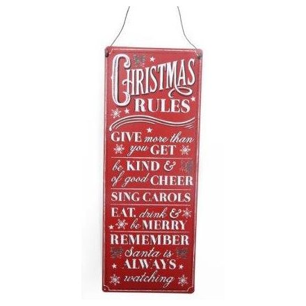 Vintage Christmas Rules Plaque