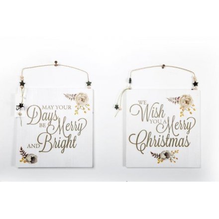 Merry & Bright Wooden Plaques 