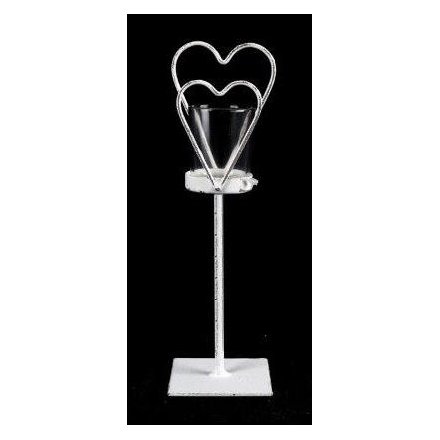 White Heart Candle Holder 26cm 