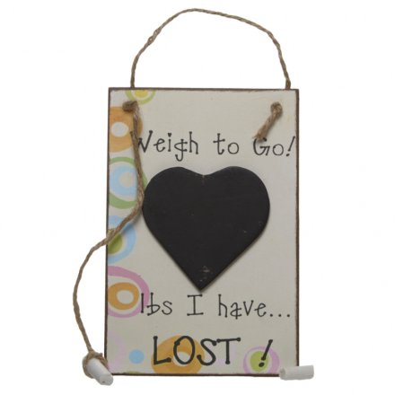 Countdown to your goal weight with this gorgeous heart memo board with chalk attached.