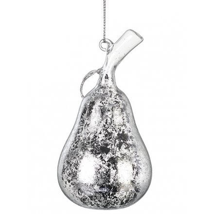 Mottled Silver Glass Pear 