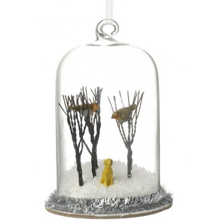 Hanging Glass Snow Dome - Yellow Labrador