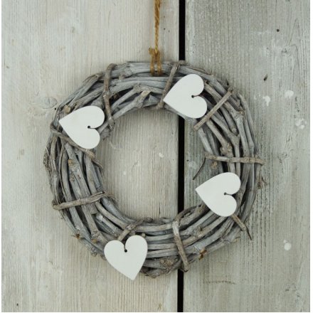 Wicker Wreath W/Heart, 25cm