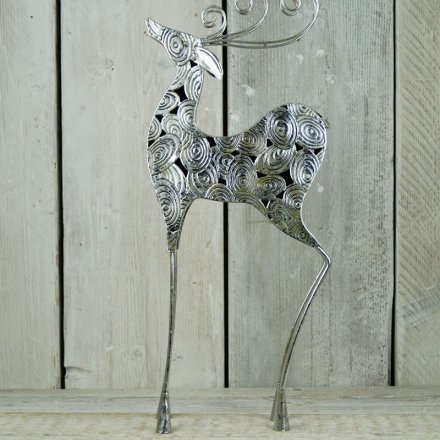 Silver Standing Reindeer, 50cm