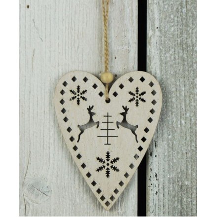 Wooden Christmas Heart Hanger