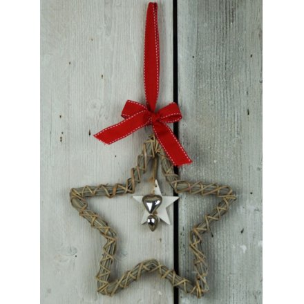 Hanging Star With Metal Hearts, Large
