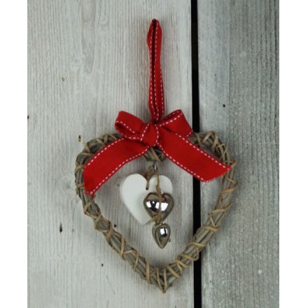 Hanging Heart With Inner Heart, 17.5cm