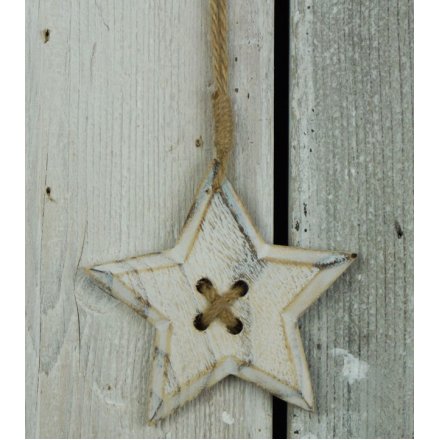 Wooden Star Decoration, 12cm