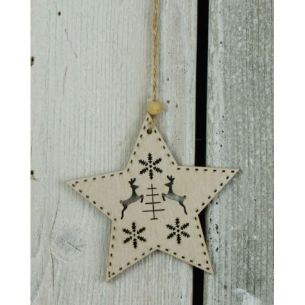 Wooden Star Hanger, 11cm