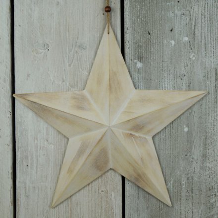 Whitewashed 3D Star, 40cm