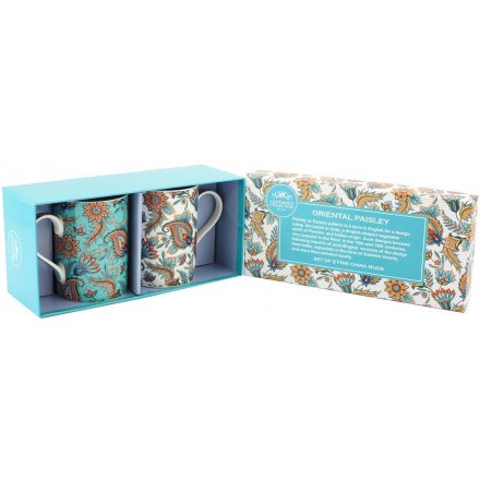 Oriental Paisley Mugs Set Of 2