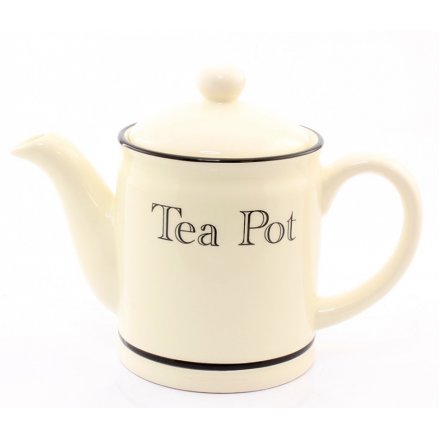 Cream Script Tea Pot