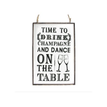 Champagne Metal Hanging Glass Plaque 30cm