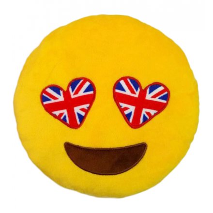 British Flag Heart Eye Emoji Cushion 