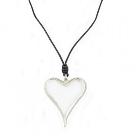 A beautiful heart shaped necklace with leather strap. A stylish accessory and great gift item.