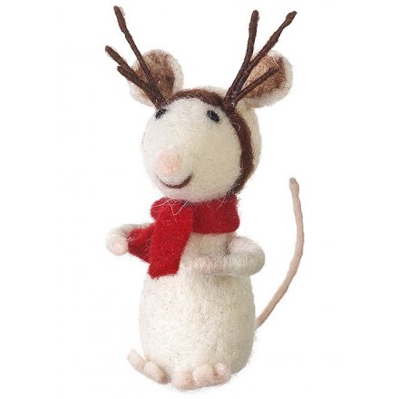 Sitting Wool Mouse Decoration
