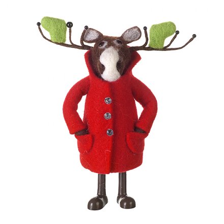 Standing Moose In Red Coat