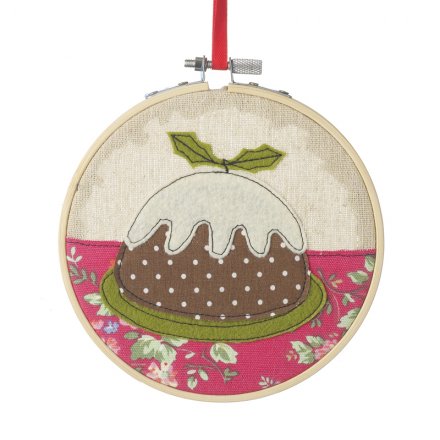 Stitched Christmas Pudding Hoop