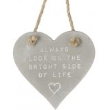 Grey ceramic hanging heart plaque