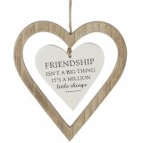 Delicate simplistic designed hanging double wooden heart
