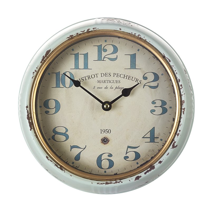 MHH916 / Distressed Blue Wall Clock 25cm 29992 Homeware / Clocks