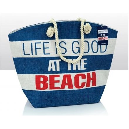 Life is Good Jute Beach Bag