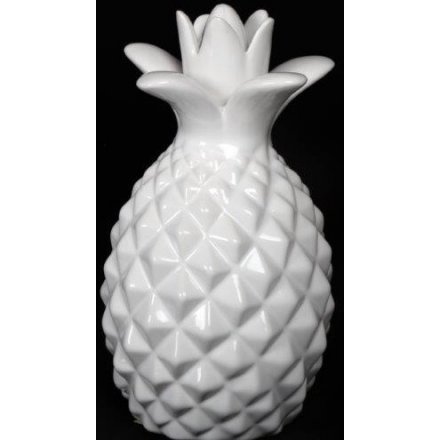 White Gloss Pineapple, Medium 18cm 