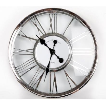 Silver Cut Out Clock Large 45cm